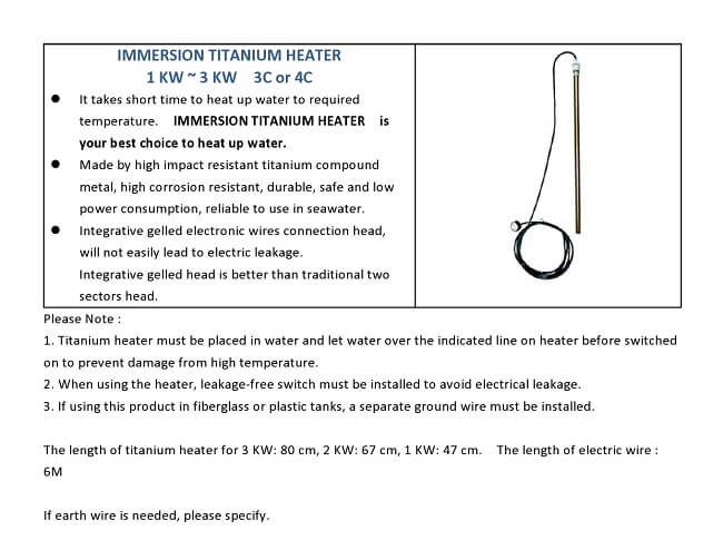 Immersion Titanium Heater